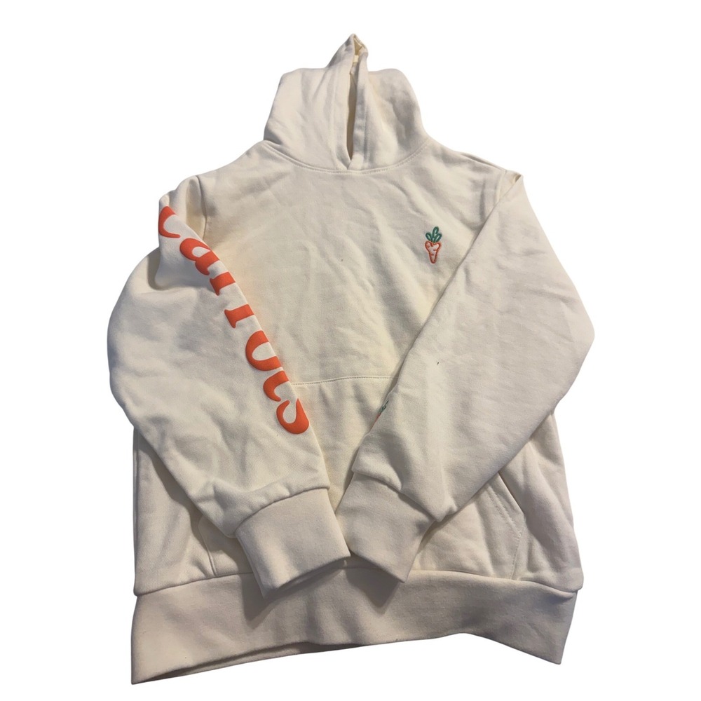 Carrots by Anwar Youth Cream Hoodie Sweatshirt Orange Logo‎ Cozy Kids